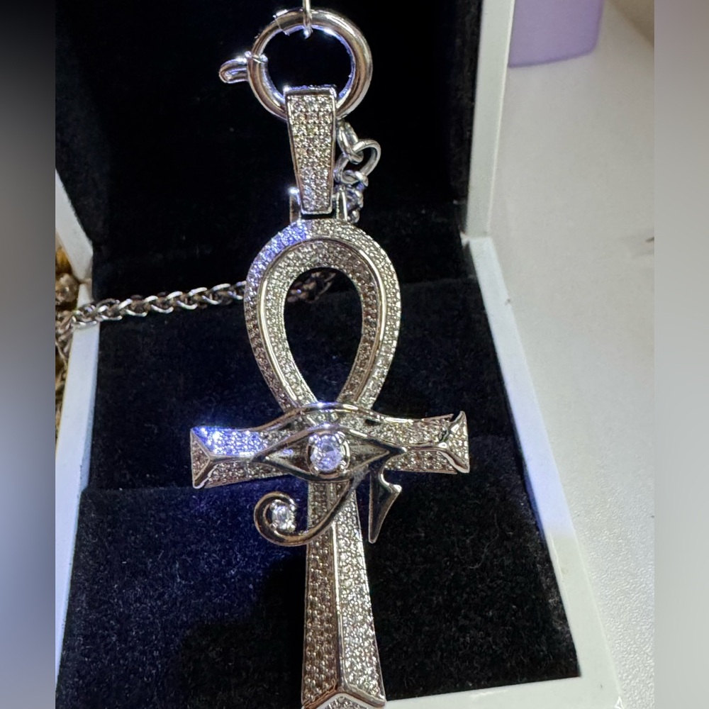 New Wisbal Men's Eye of Horus Ankh Cross Necklace Brass